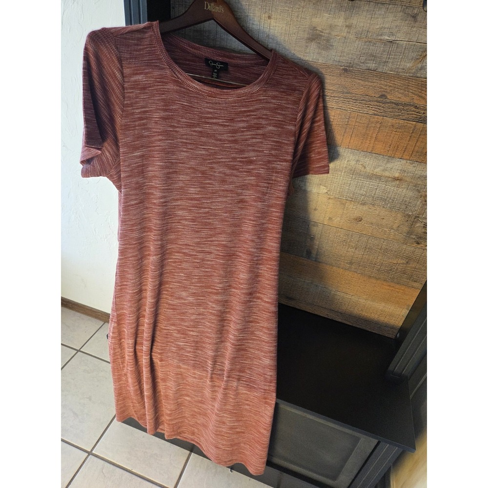 jessica simpson space dye ruched knit t-shirt dress 2X rust stretch